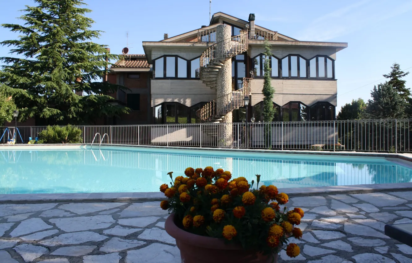 Фото обои вилла, бассейн, Италия, архитектура, Montepulciano, Villa Ambra