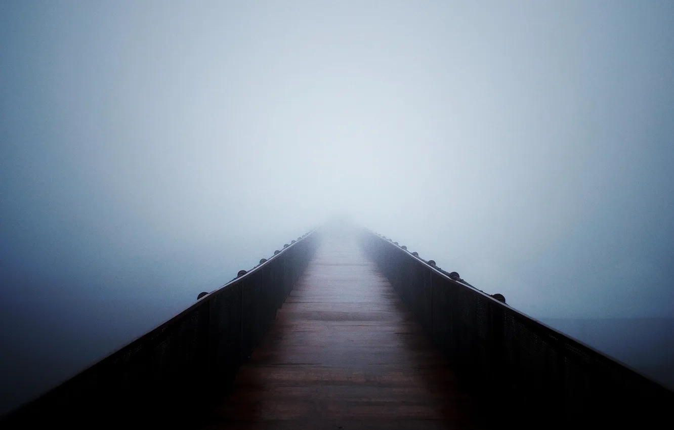 Фото обои пустота, мост, туман, погода, Настроения