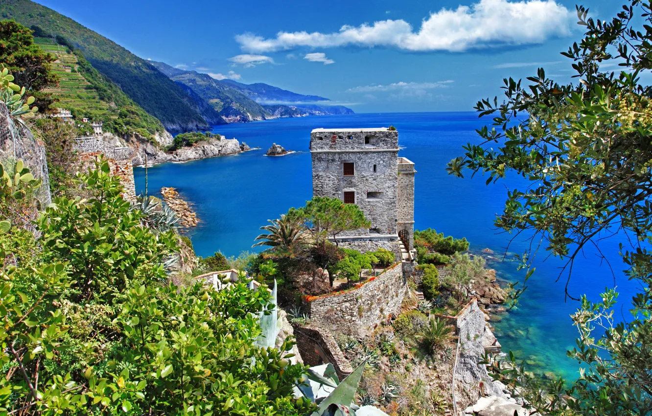 Фото обои море, скалы, берег, Италия, landscape, Italy, travel, Monterosso al Mare
