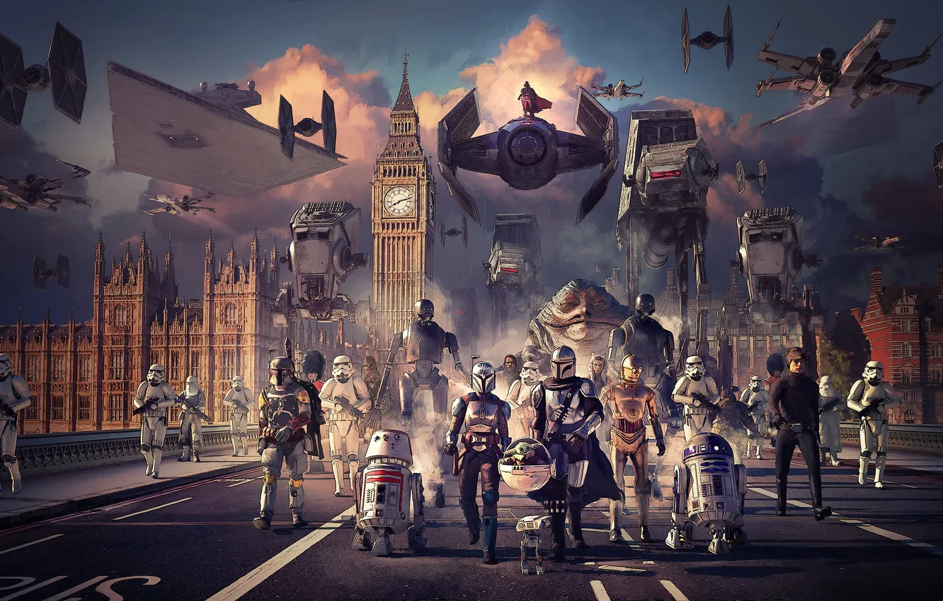 Фото обои Star Wars, London, England, Weapons, Characters