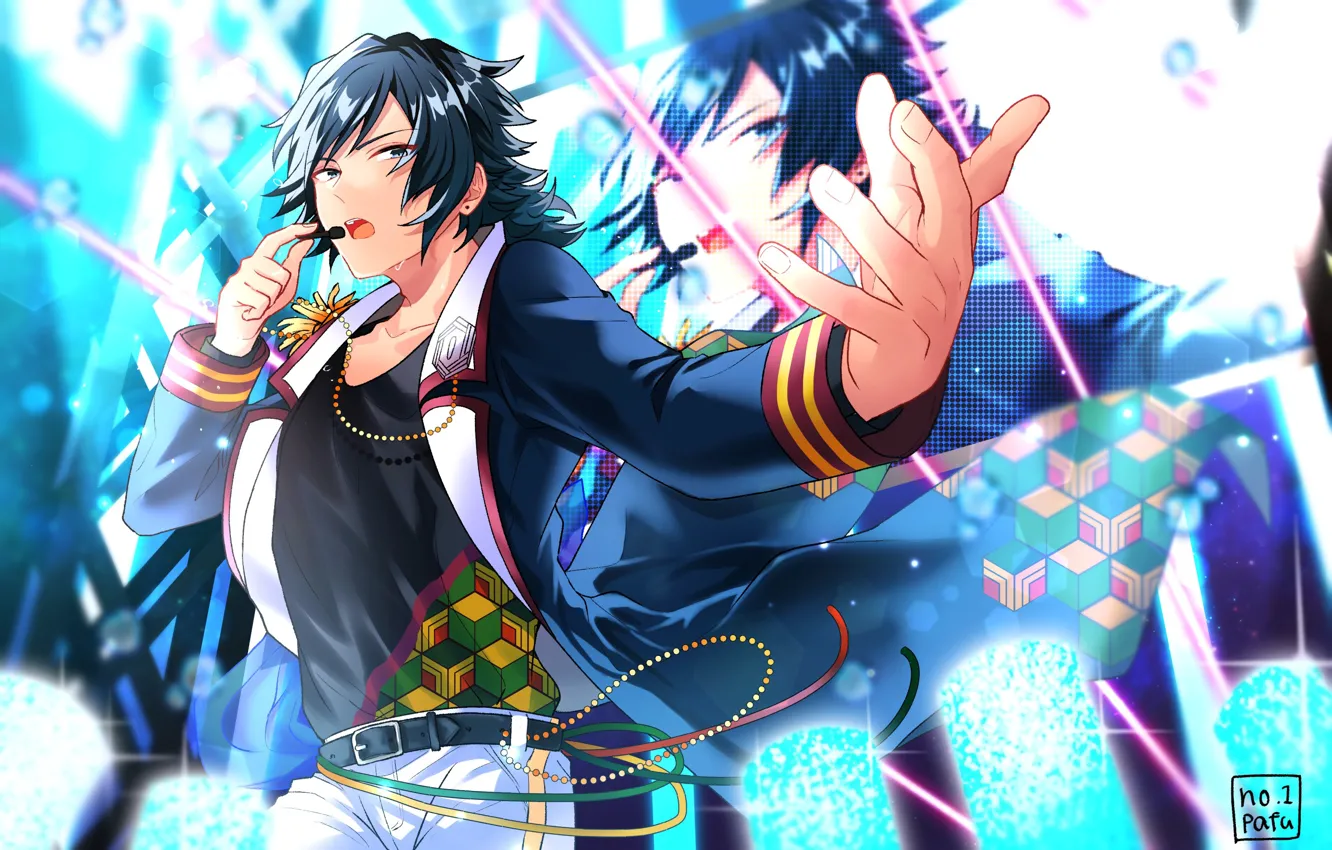 Фото обои огни, сцена, парень, певец