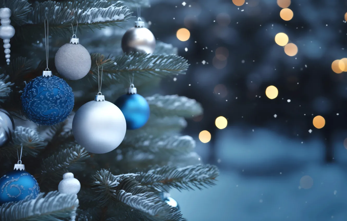 Фото обои украшения, фон, шары, елка, Новый Год, Рождество, new year, happy