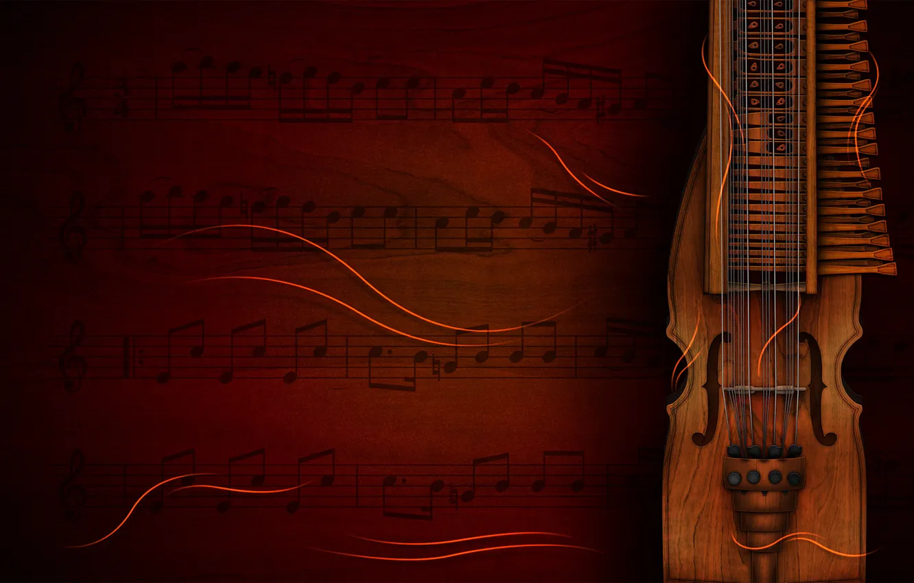 Фото обои ноты, фон, инструмент, скрипичный