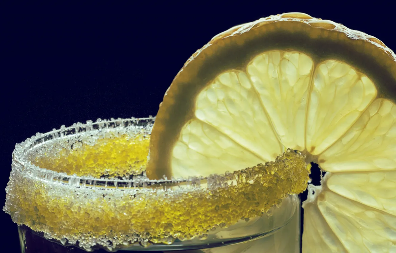 Фото обои стакан, лимон, сахар