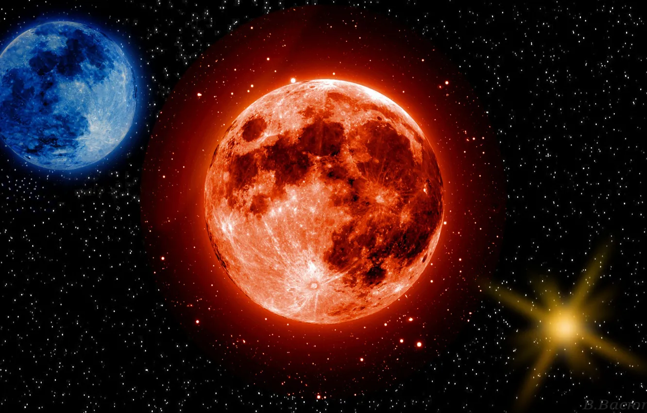 Фото обои звезды, ночь, планеты