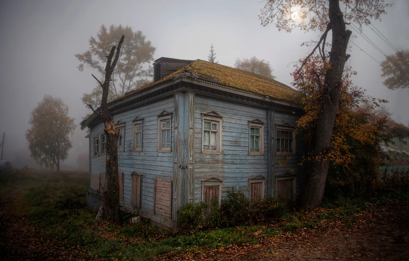 Фото обои осень, старый дом, унылая пора, №73