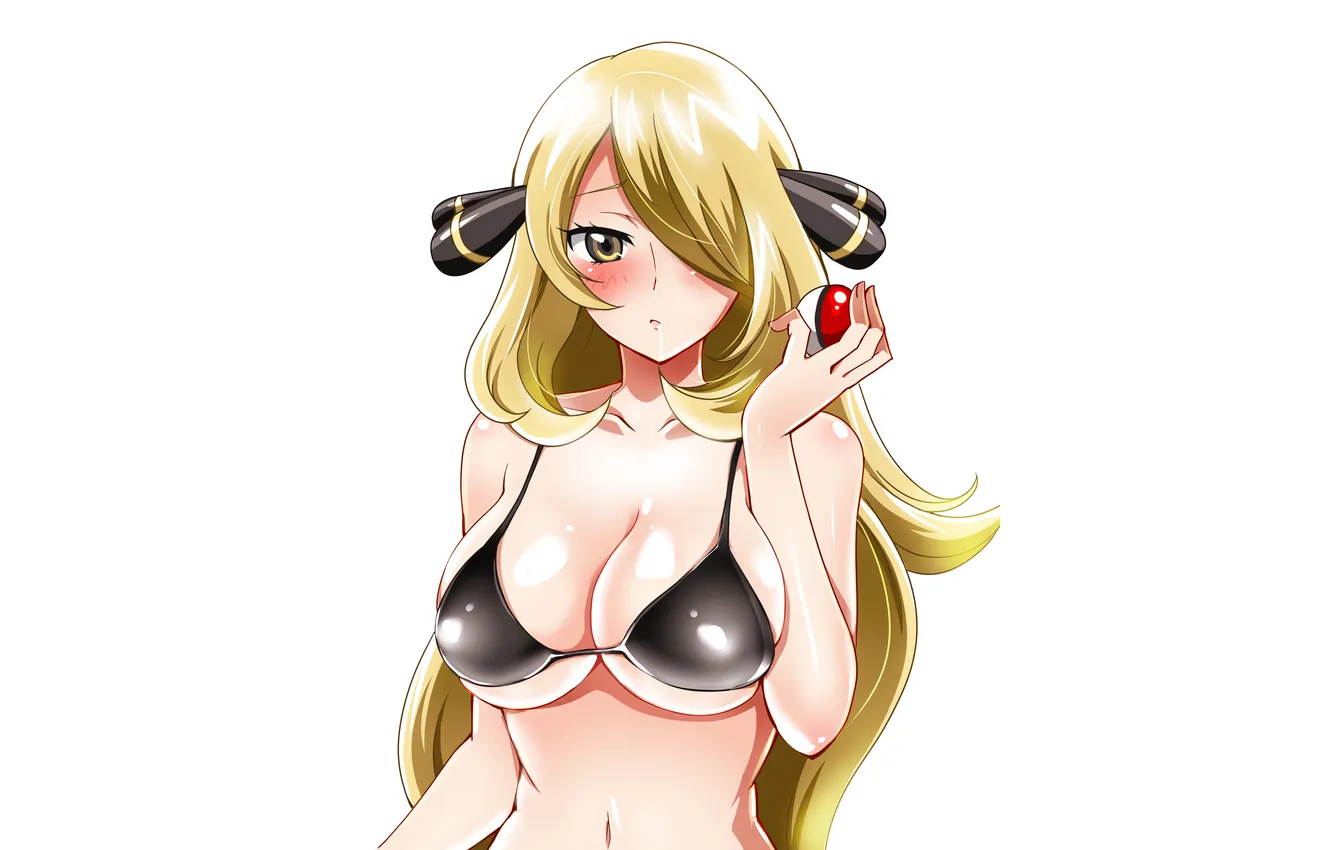 Фото обои girl, sexy, cleavage, long hair, boobs, sexy girl, blush, anime