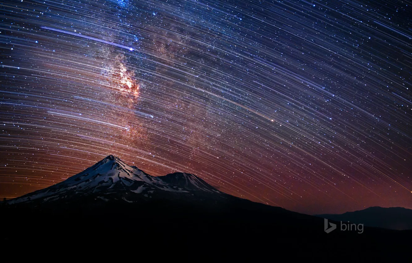 Фото обои небо, звезды, горы, ночь, Калифорния, США