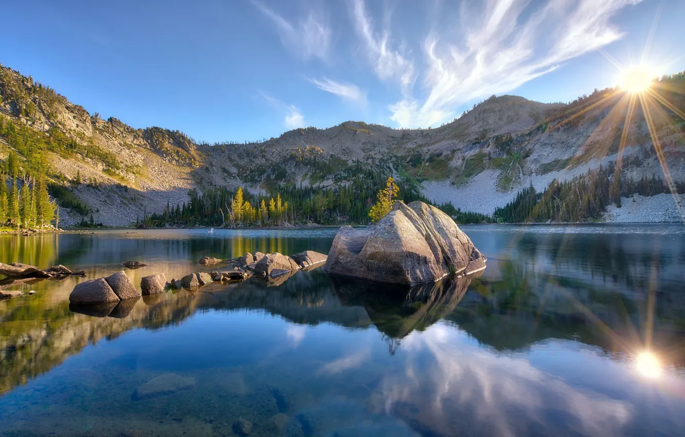 Фото обои озеро, камни, Орегон, США
