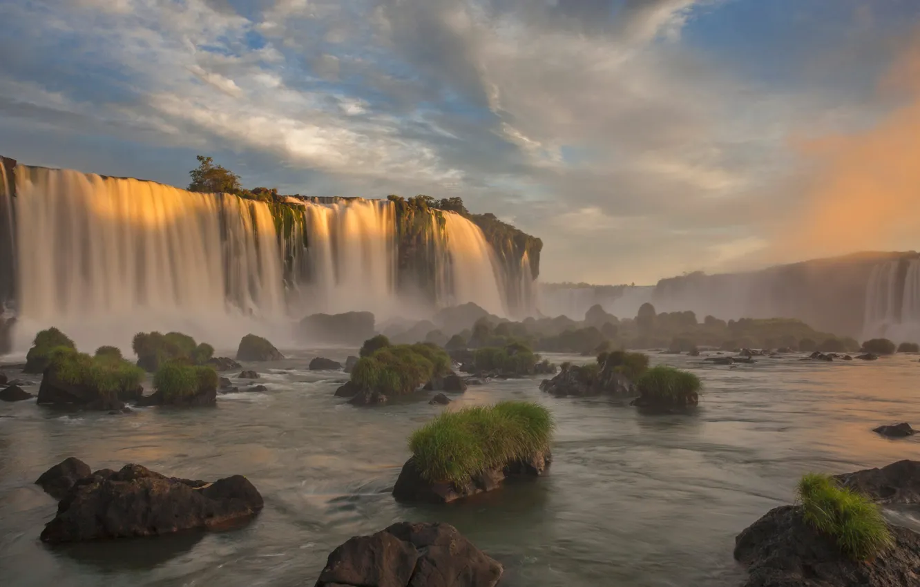 Фото обои река, водопад, Бразилия, Парана, Национальный парк Игуасу