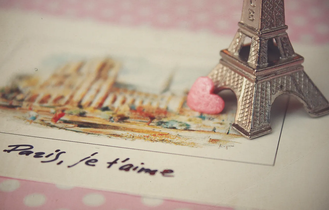 Фото обои любовь, Париж, открытка