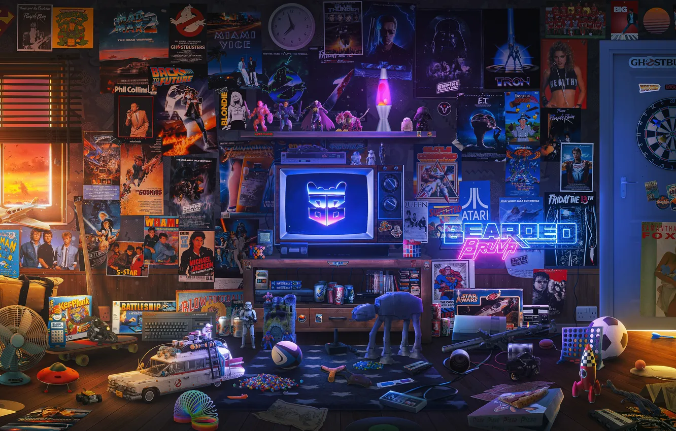 Фото обои Star Wars, games, retro, ghostbusters, Dendy, Nintendo, toys, coke