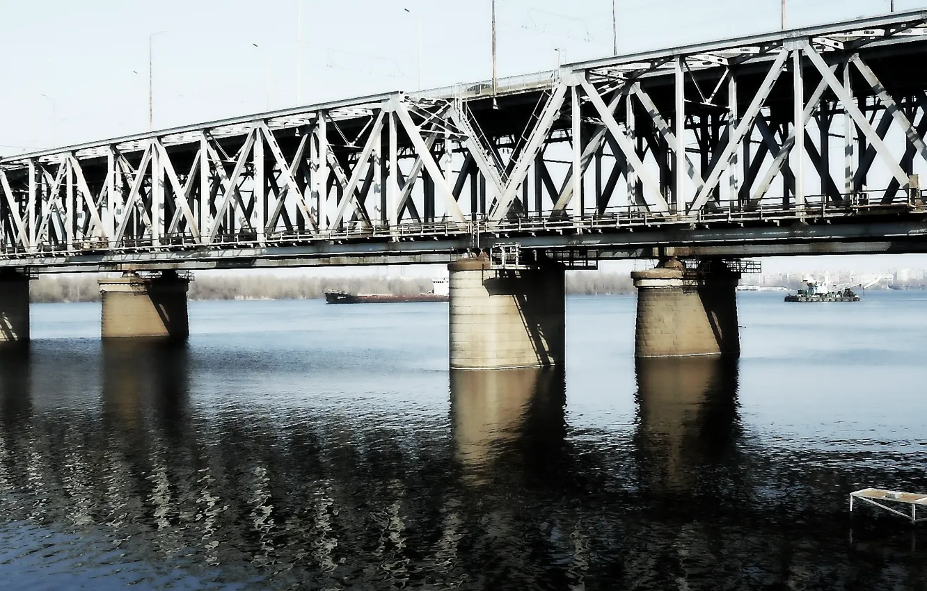 Фото обои мост, город, река, весна