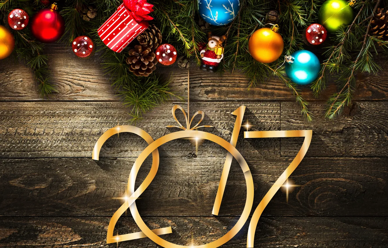 Фото обои украшения, шары, елка, Новый год, доска, Christmas, balls, шишки