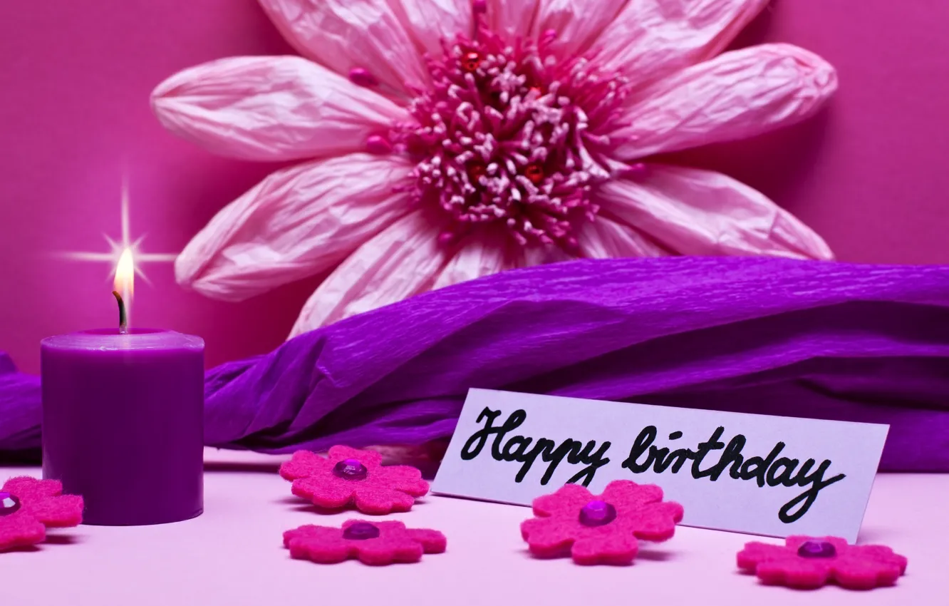 Фото обои день рождения, pink, flowers, Happy, Birthday
