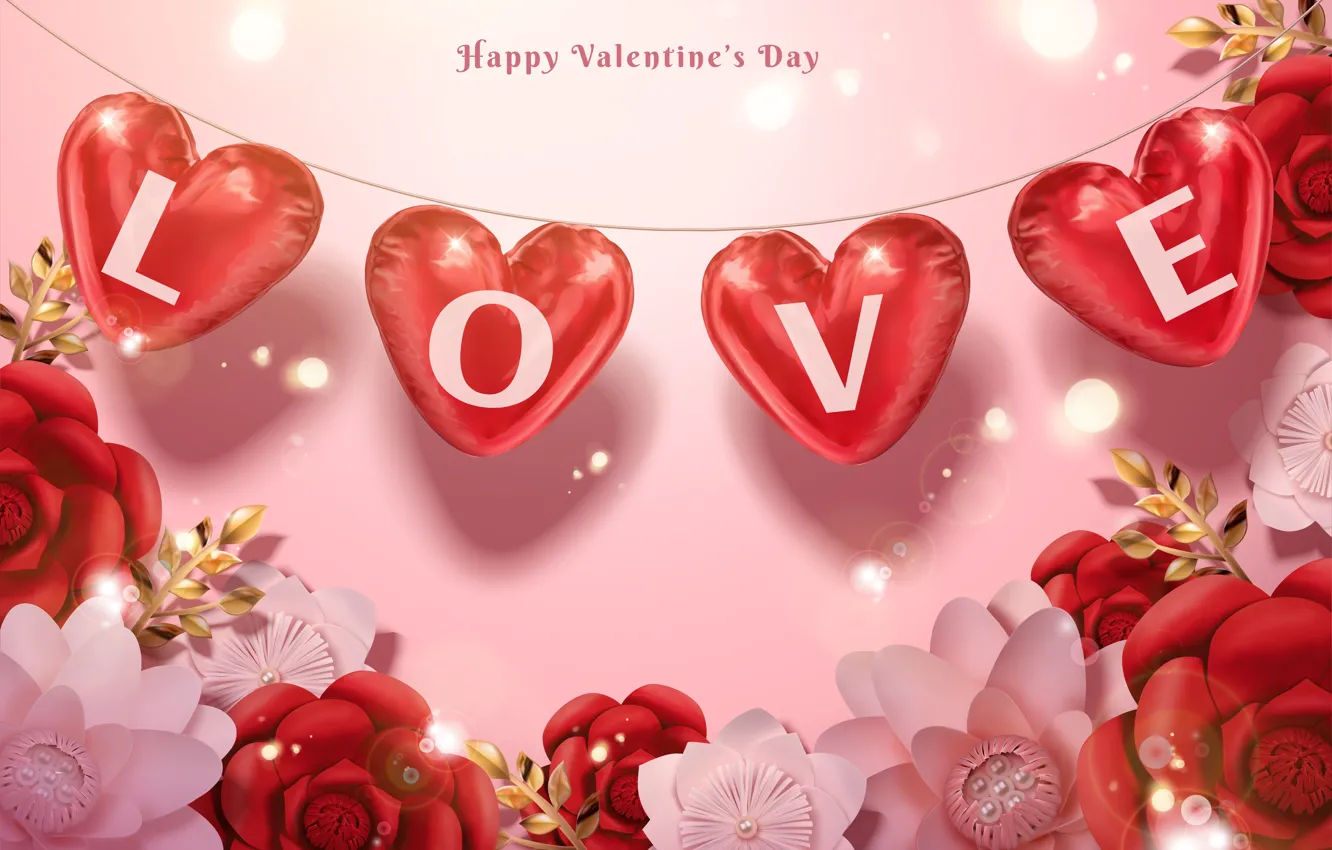 Фото обои цветы, праздник, Love, сердечки, Valentines Day