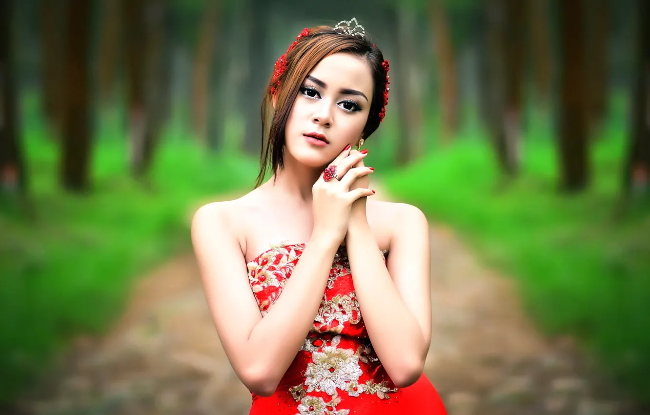 Фото обои девушка, украшения, макияж, ретушь, cute Babes