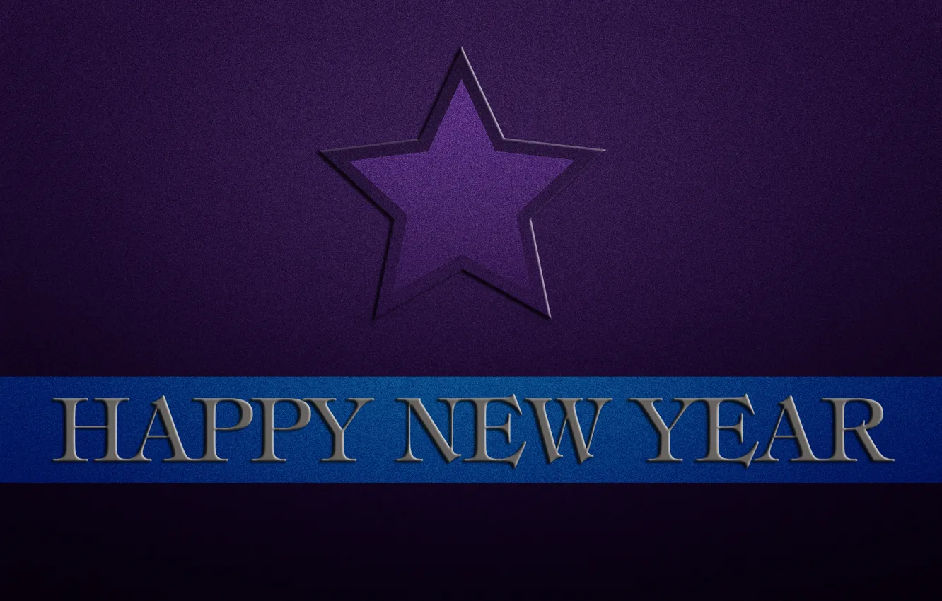 Фото обои синий, надпись, полоса, звезда, новый год, happy new year, фиолетовый фон