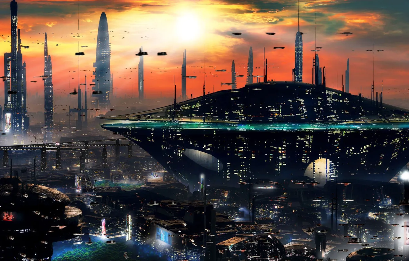 Фото обои city, art, sci-fi, artwork, futuristic, cities
