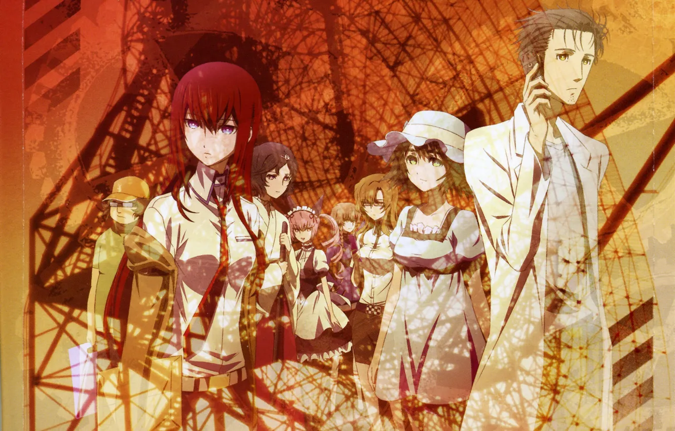 Фото обои шляпа, галстук, халат, Steins Gate, Kurisu Makise, учёный, Врата Штейна, арматура