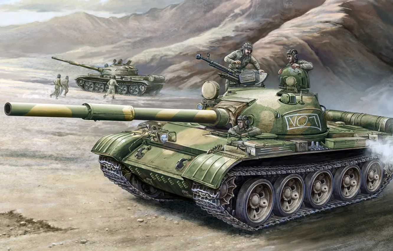 Фото обои рисунок, арт, советский средний танк, Т-62, объект 166