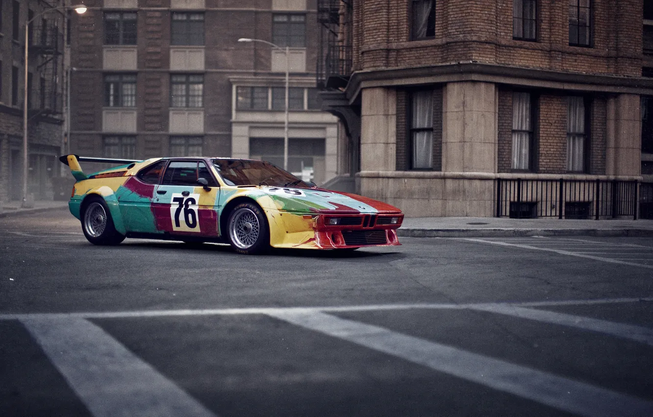 Фото обои car, BMW, E26, M1, iconic, BMW M1 Art Car by Andy Warhol