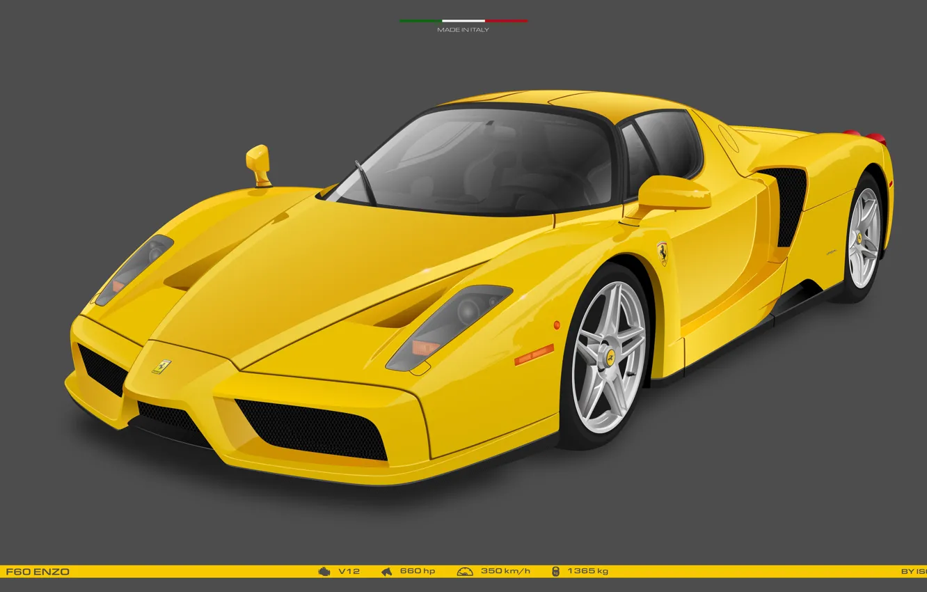 Фото обои Желтый, Ferrari, автомобиль, спорткары, FerrariEnzo
