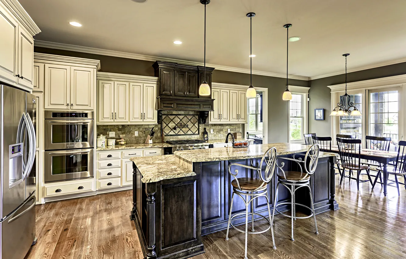 Фото обои мебель, вилла, интерьер, кухня, роскошь, design, interior, гарнитур