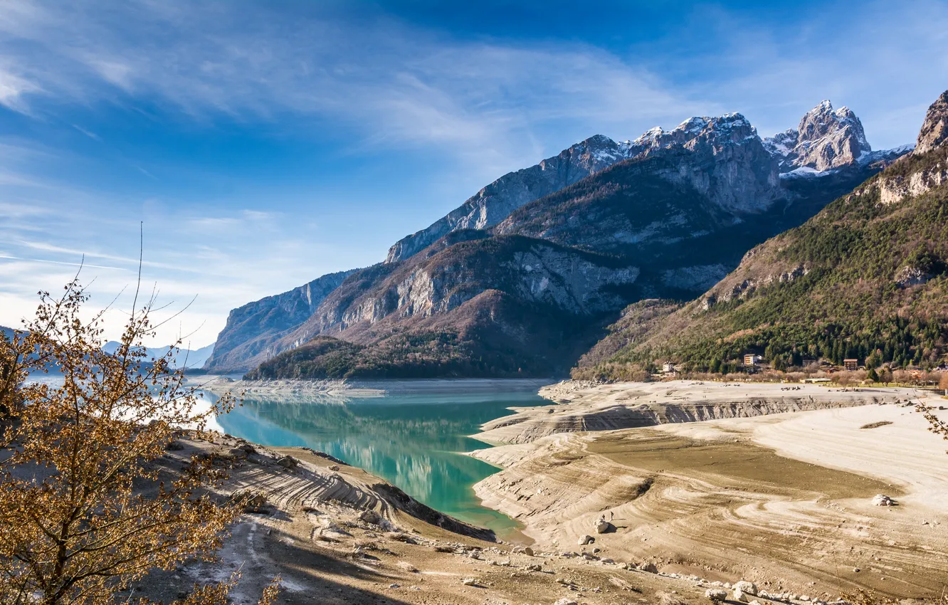 Фото обои горы, озеро, Италия, Italy, Trentino Alto Adige, Lake Molveno, Molveno
