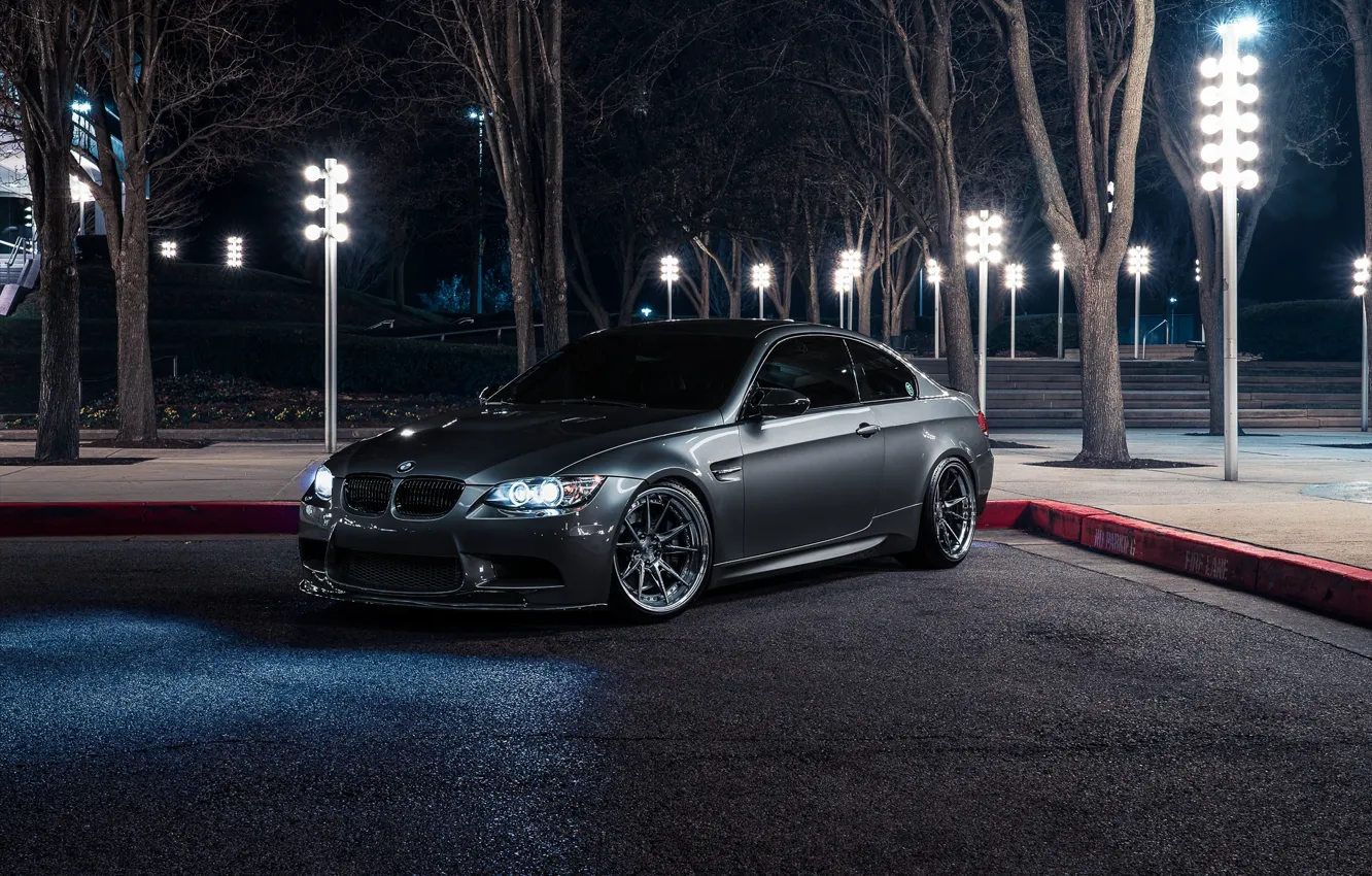 Фото обои bmw, grey, night, e92