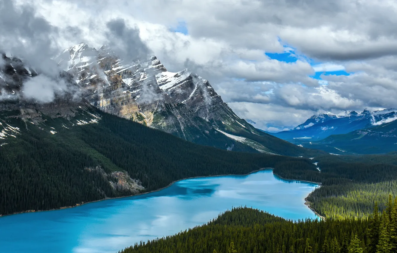 Фото обои горы, озеро, Канада