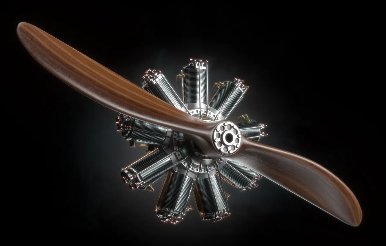 Фото обои пропеллер, Роторный двигатель, Clerget 9B