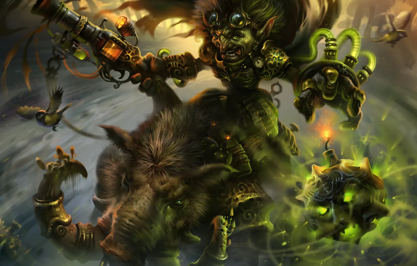 Фото обои toxic, кабан, Warcraft, bomber, goblin, Goblins vs Gnomes, Hearthstone: Heroes of Warcraft