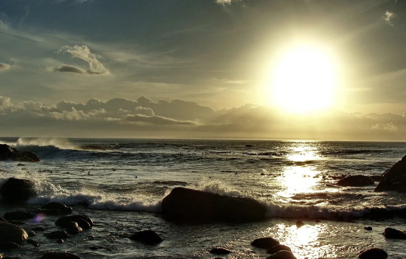 Фото обои пейзаж, солнце пляж прилив