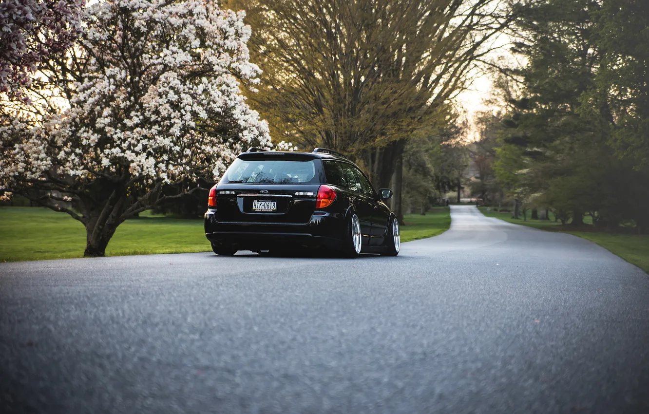 Фото обои Subaru, черная, black, субару, stance, Outback