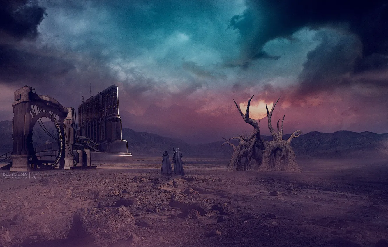 Фото обои пейзаж, ночь, луна