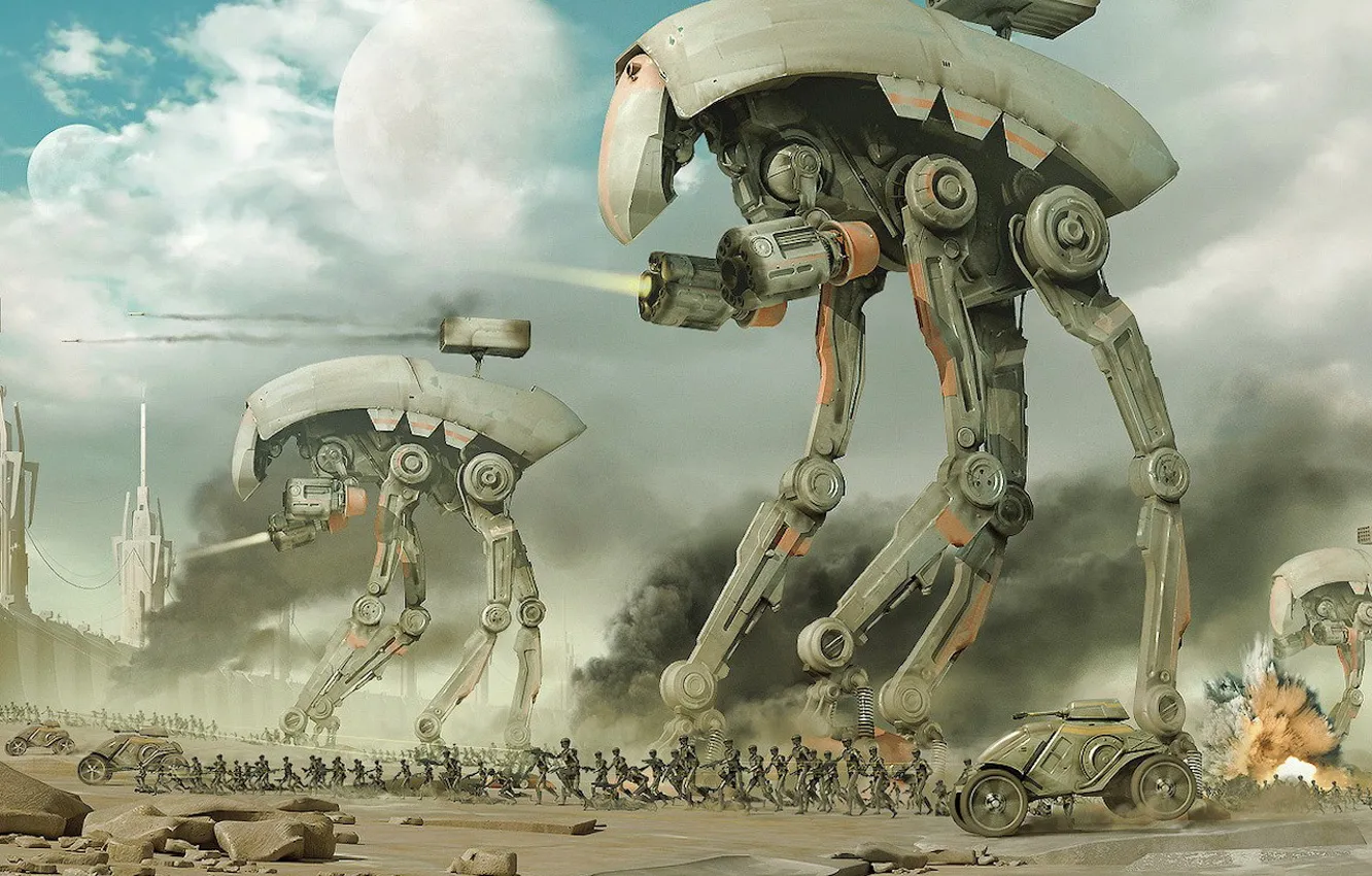 Фото обои война, атака, дроиды