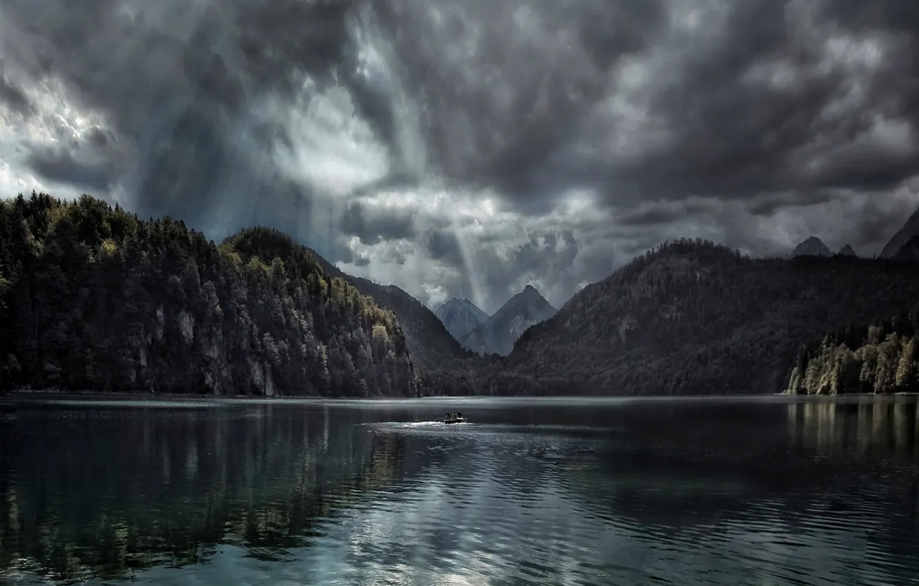 Фото обои dark, forest, photography, landscape, nature, Germany, mountains, clouds