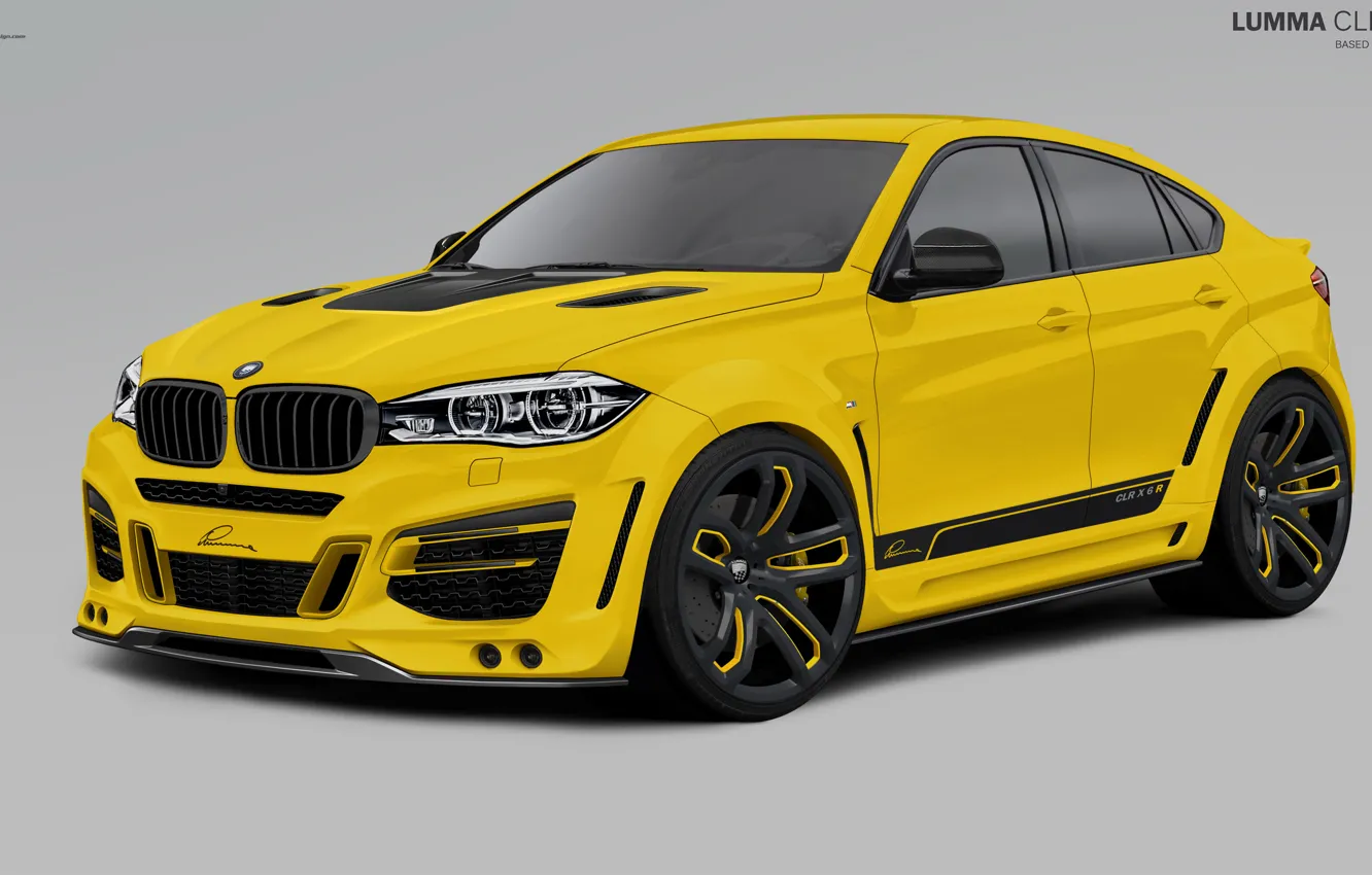 Фото обои желтый, бмв, BMW, 2010, F16, Lumma Design, X6 M