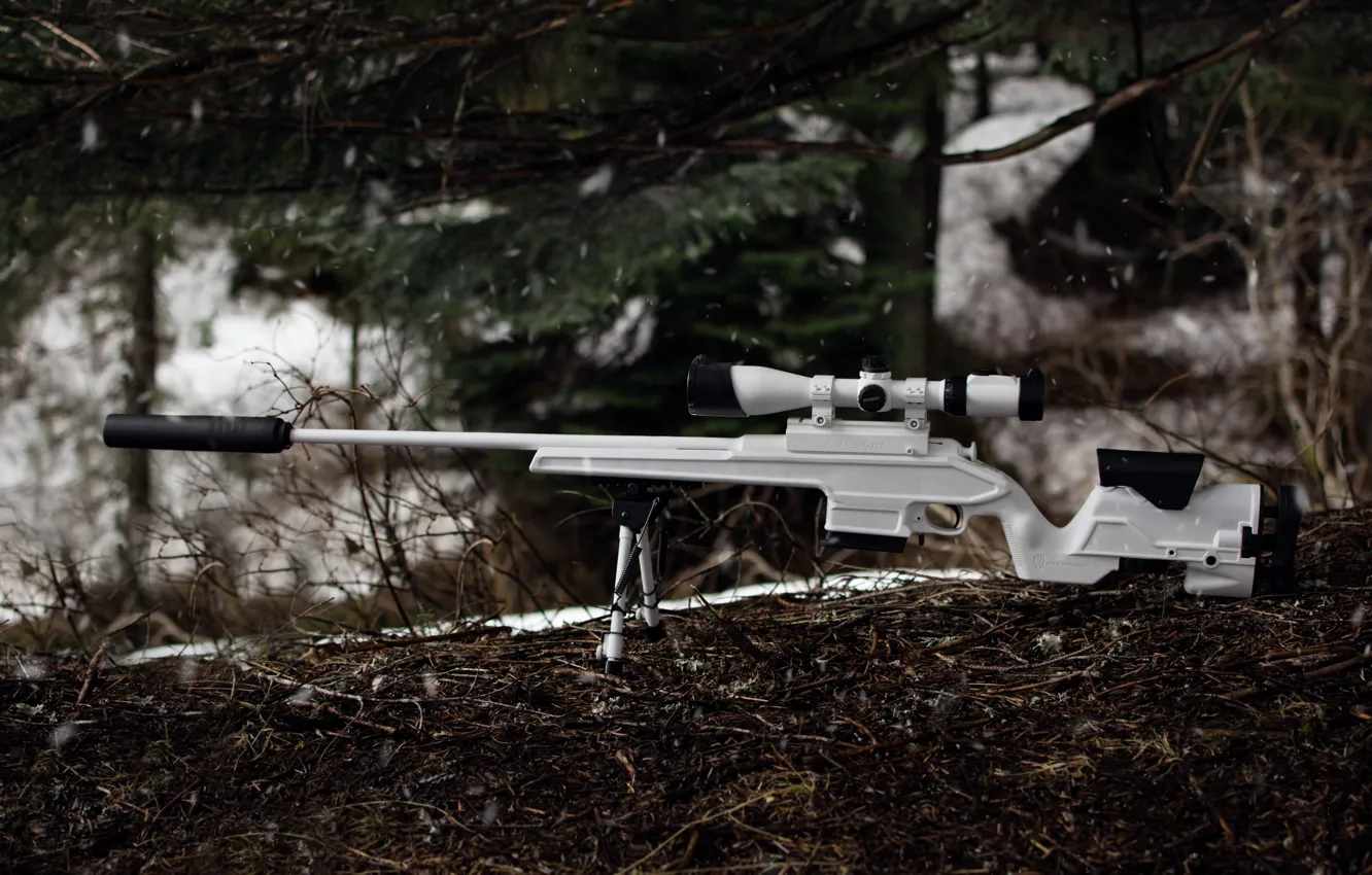 Фото обои лес, белый, оружие, оптика, винтовка, снайперская, Мосина