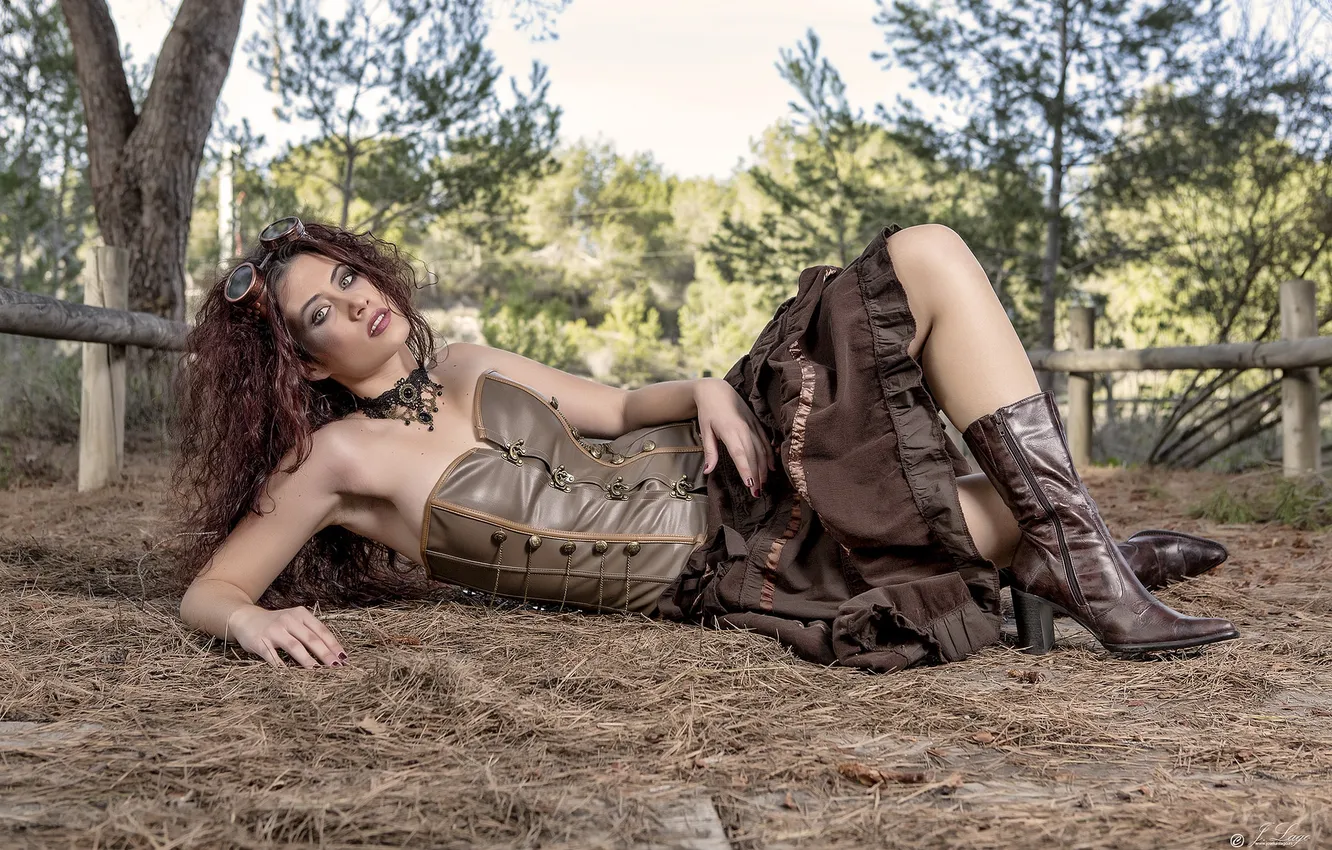 Фото обои девушка, поза, Steampunk Kimberly