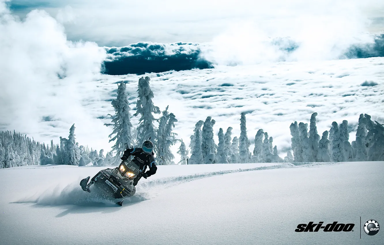 Фото обои снег, спорт, sport, snow, снегоход, xtreme, tundra, snowmobile