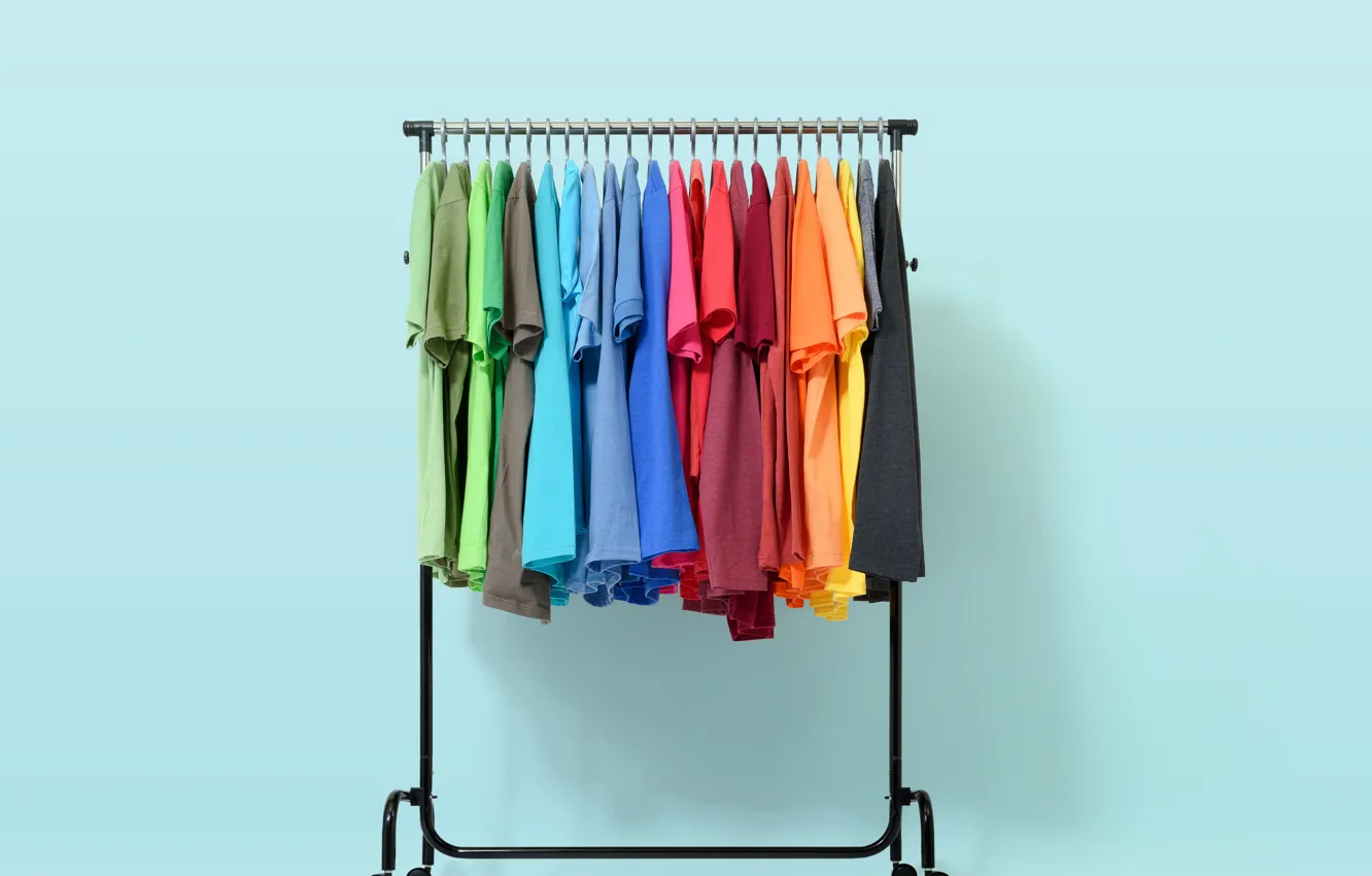 Фото обои colors, T-shirts, coat rack