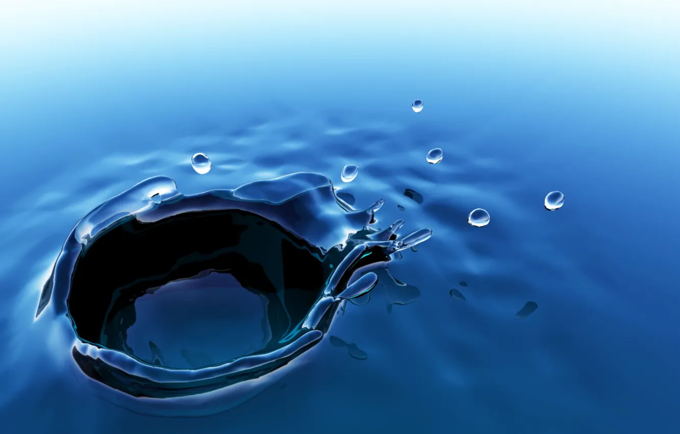 Фото обои вода, капли, отражение