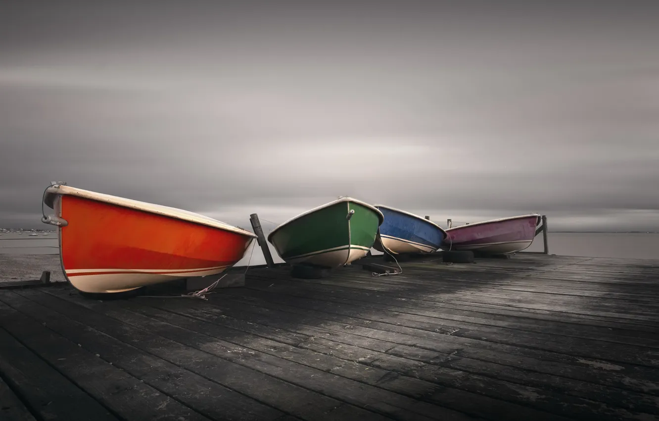 Фото обои берег, цвет, лодки