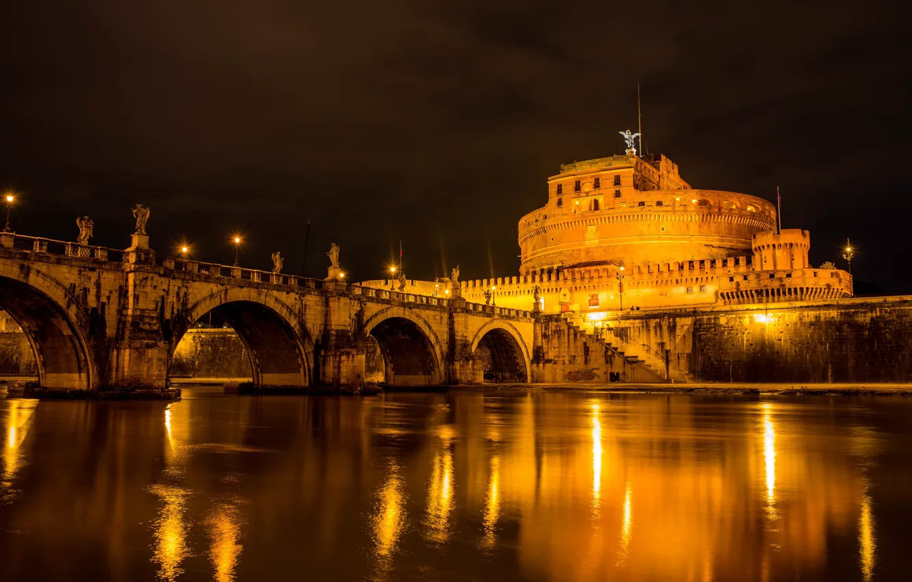 Фото обои ночь, город, Рим, Италия