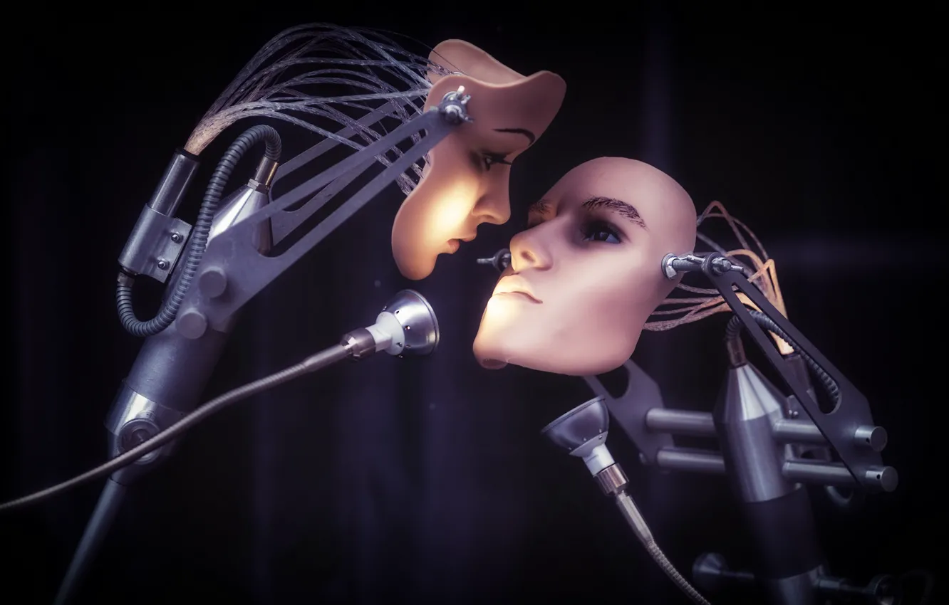Фото обои art, Machine, face, Mechanical love