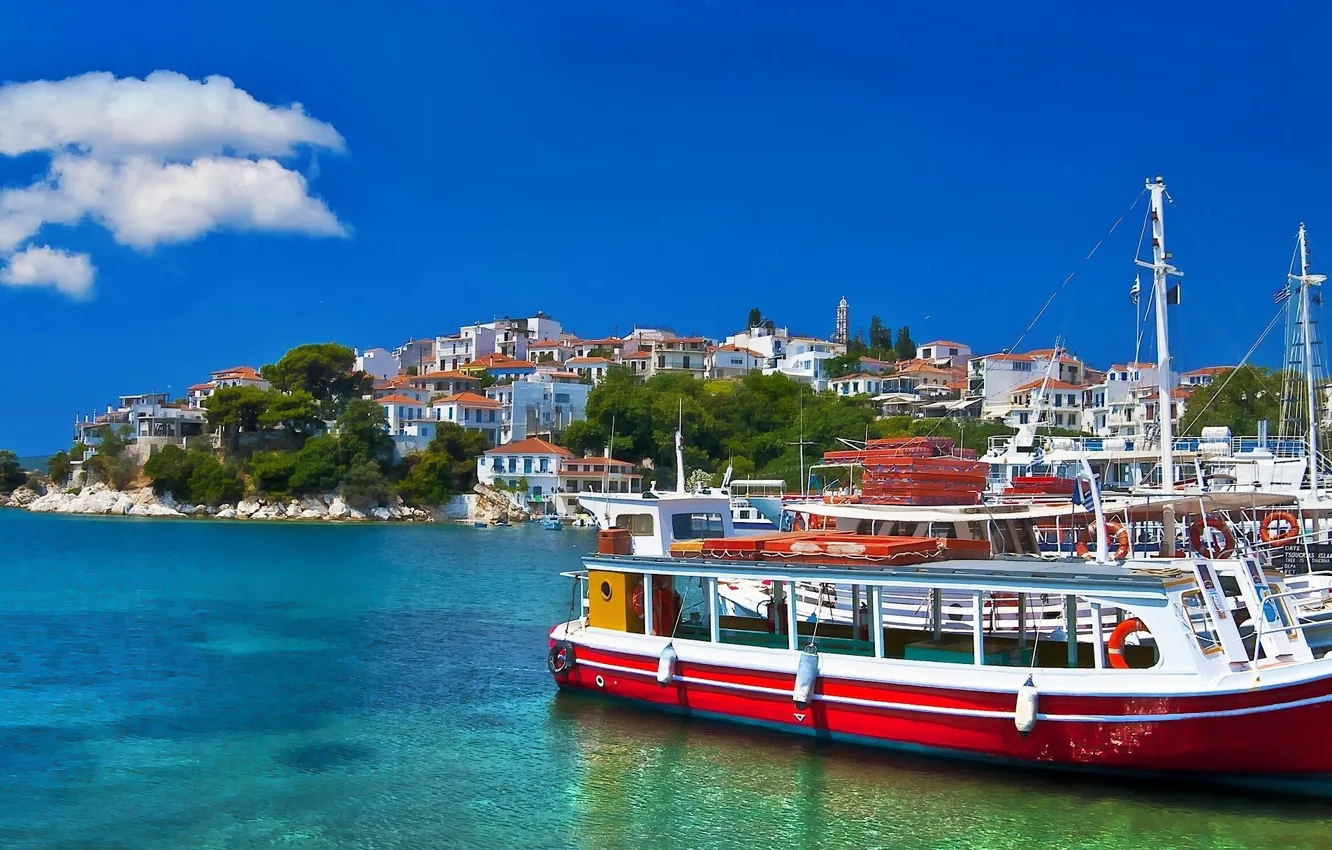 Фото обои море, берег, яхта, гавань