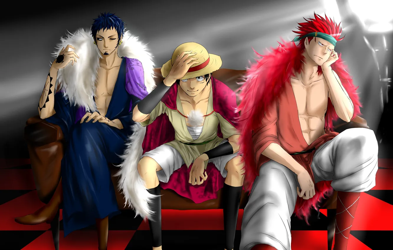Фото обои game, One Piece, red hair, pirate, hat, anime, man, boy