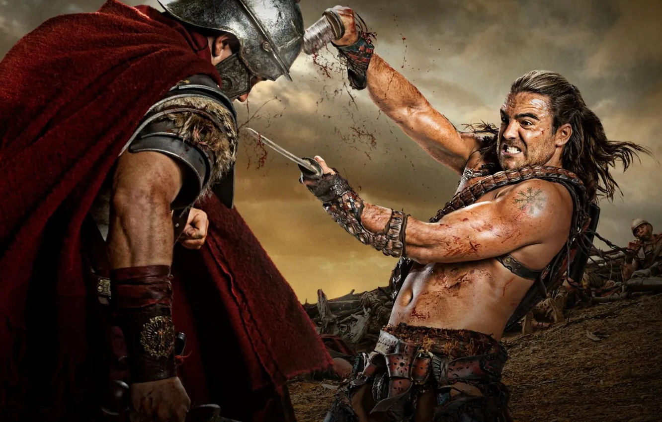 Фото обои кровь, солдат, сериал, битва, Spartacus, Спартак, Gannicus, Дастин Клэр
